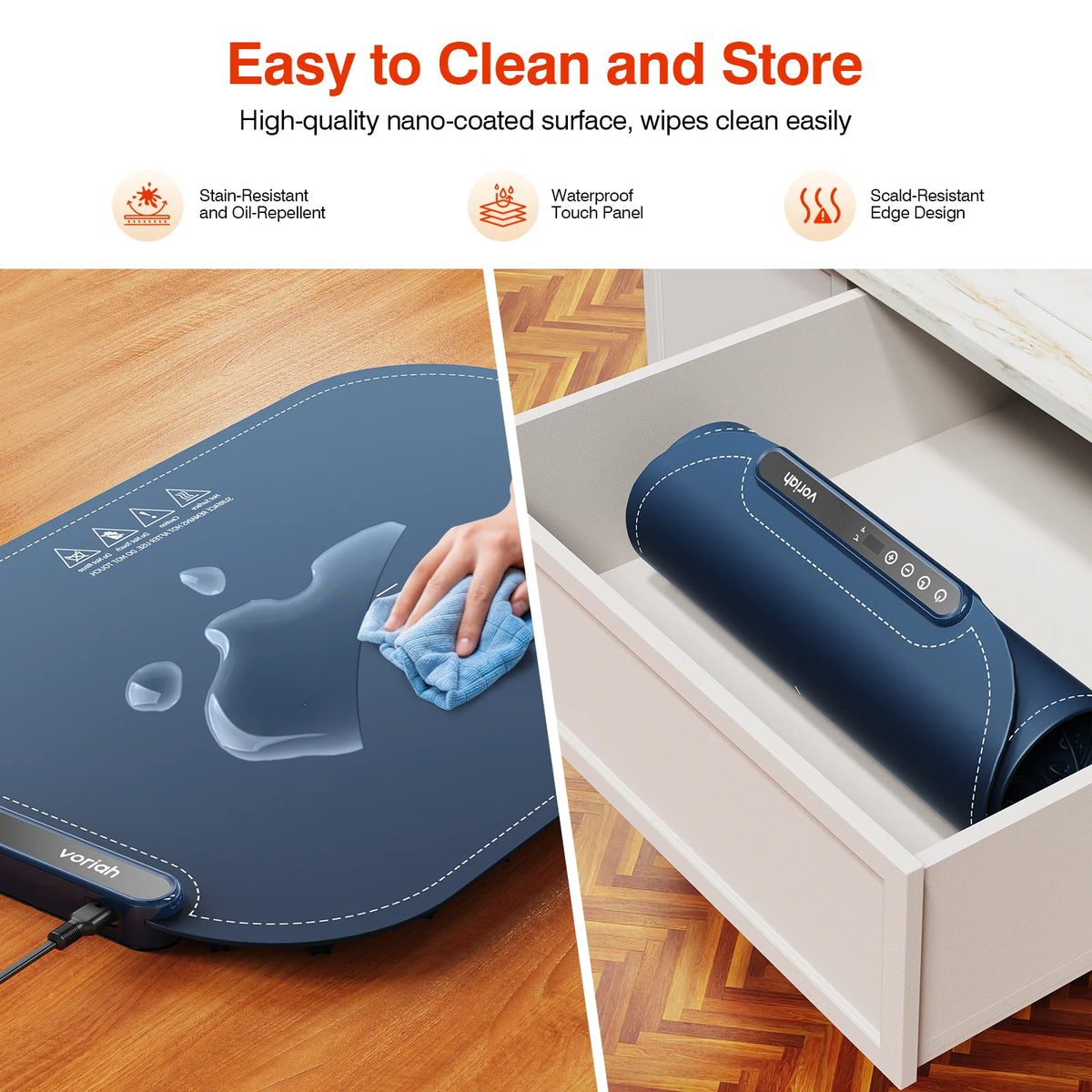 Elevate Your Dining Experience with the Versatile Dark Blue Electric Food Warming Mat - 8 Adjustable Temperatures for Perfectly Heated Dishes!