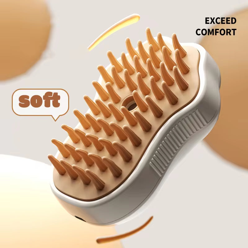 Transform Your Pet's Grooming Routine with the 3-in-1 Electric Cat and Dog Steam Brush - Effortless Hair Removal, Massage, and Refreshing Spray!