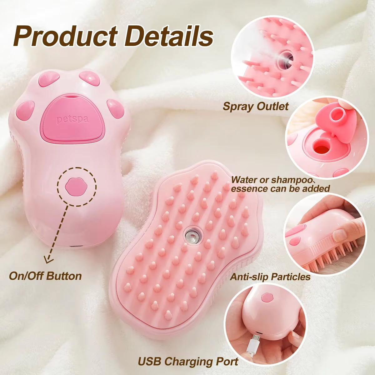 Transform Your Pet's Grooming Routine with the 3-in-1 Electric Cat and Dog Steam Brush - Effortless Hair Removal, Massage, and Refreshing Spray!