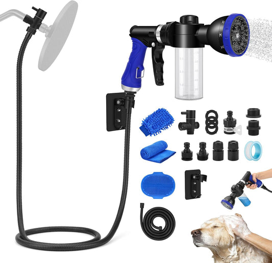Versatile Dog Shower Attachment with 3-Way Diverter and 6.6 Ft Hose for Effortless Pet Washing
