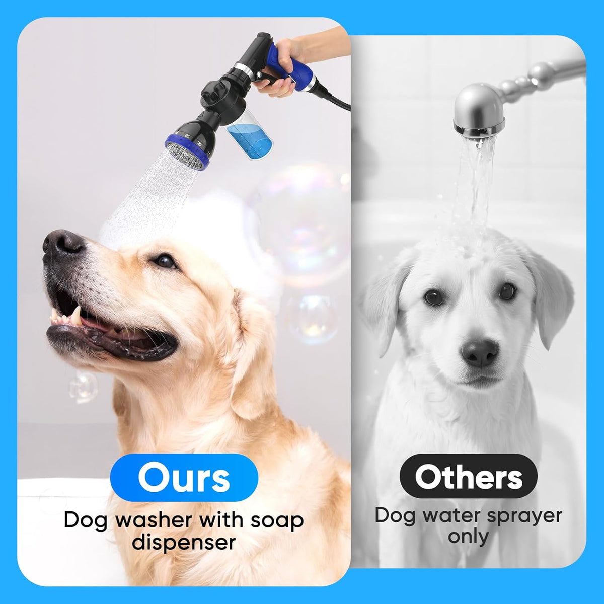 Versatile Dog Shower Attachment with 3-Way Diverter and 6.6 Ft Hose for Effortless Pet Washing