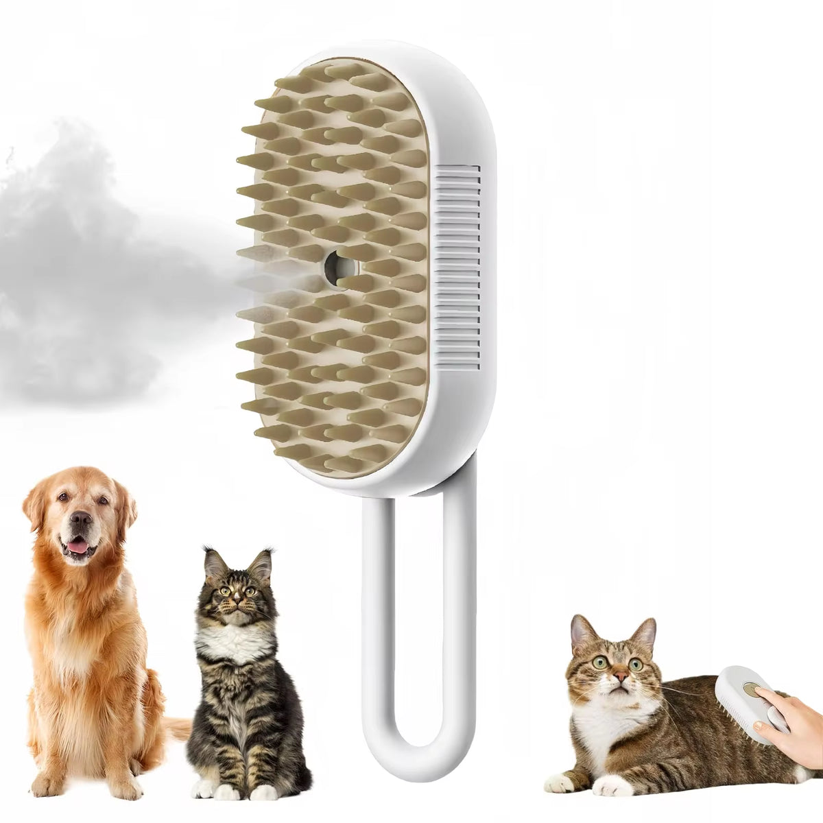 Transform Your Pet's Grooming Routine with the 3-in-1 Electric Cat and Dog Steam Brush - Effortless Hair Removal, Massage, and Refreshing Spray!