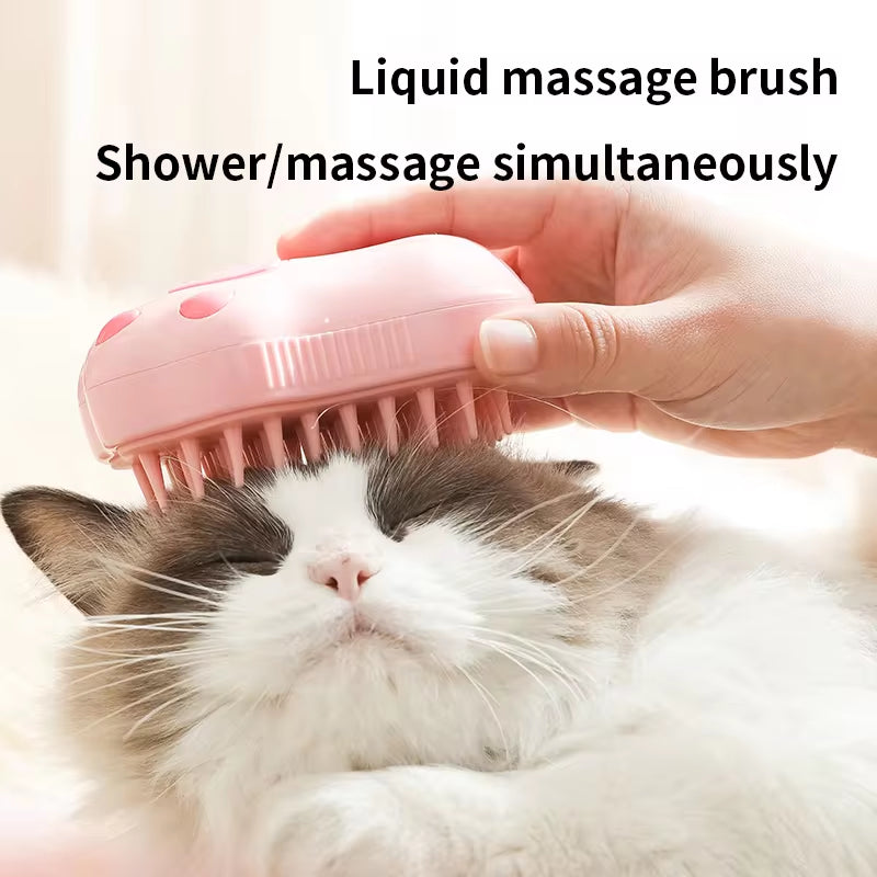 Transform Your Pet's Grooming Routine with the 3-in-1 Electric Cat and Dog Steam Brush - Effortless Hair Removal, Massage, and Refreshing Spray!