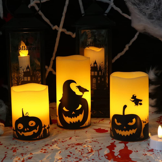 Halloween Pumpkin Flameless Candles with Timer