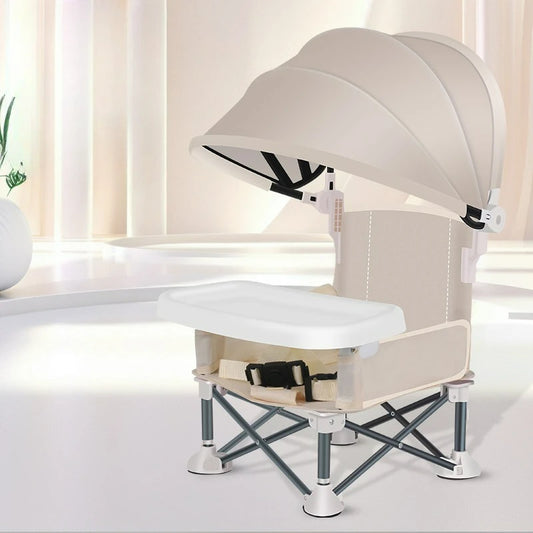 Portable Baby Camping Folding High Chair with Sunshade and Tent Dining Table
