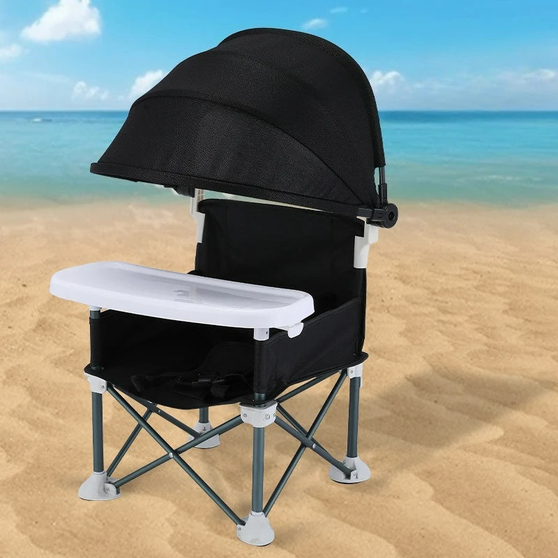 Portable Baby Camping Folding High Chair with Sunshade and Tent Dining Table