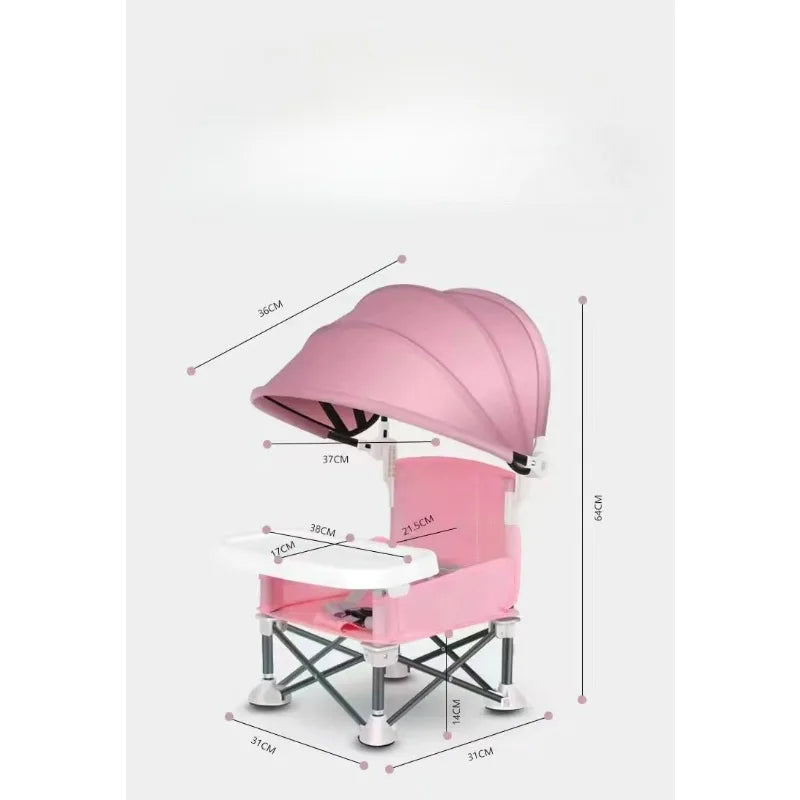 Portable Baby Camping Folding High Chair with Sunshade and Tent Dining Table