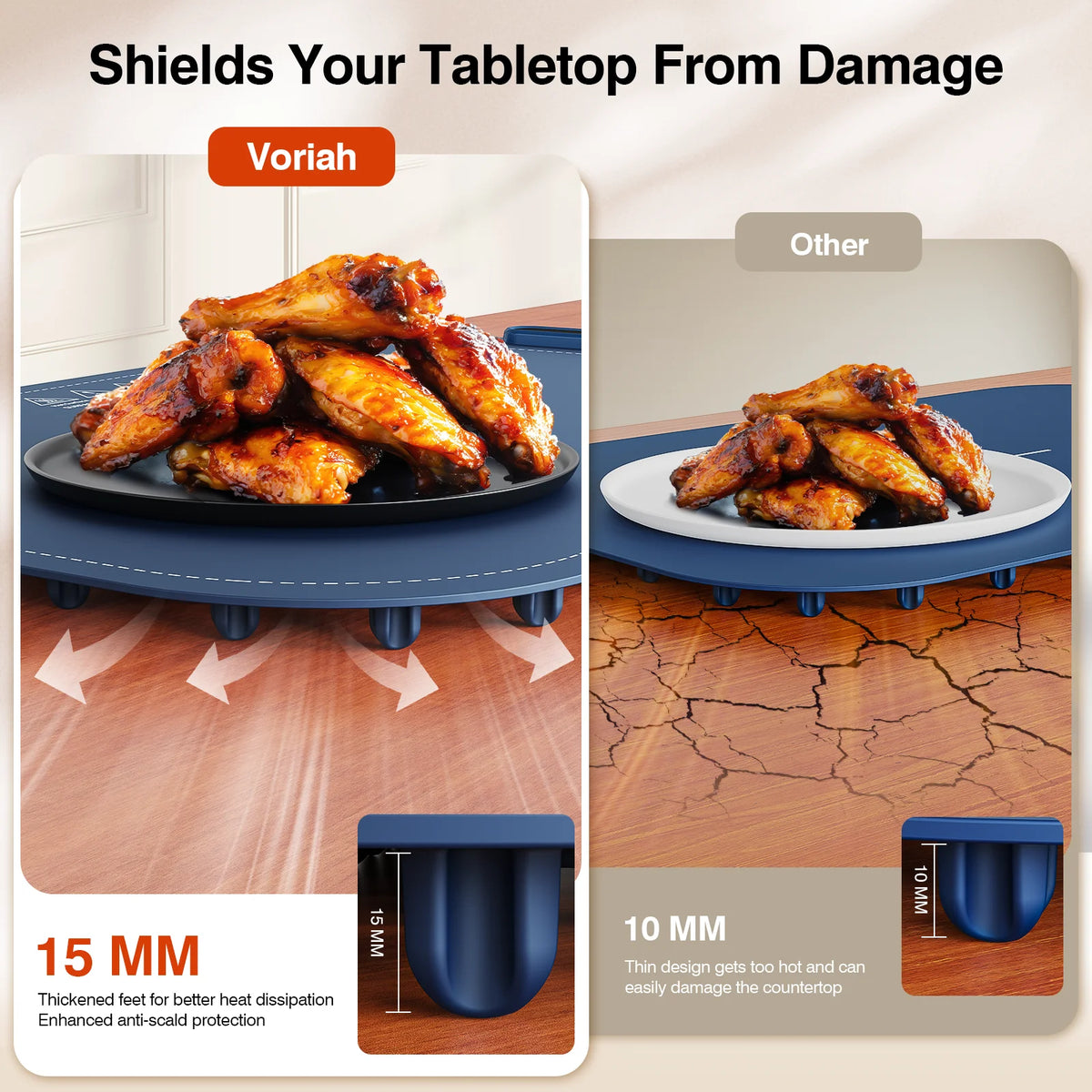 Elevate Your Dining Experience with the Versatile Dark Blue Electric Food Warming Mat - 8 Adjustable Temperatures for Perfectly Heated Dishes!