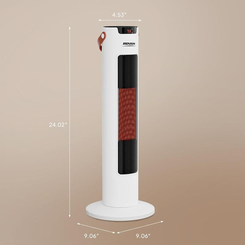 ROVSUN 24IN Electric Space Heater W/Remote & APP Control, 1500W Portable Tower Heater W/Oscillating for Indoor Use, Timer, Adjustable Thermostat, Tip-Over & Overheat Protection for Bedroom Living Room