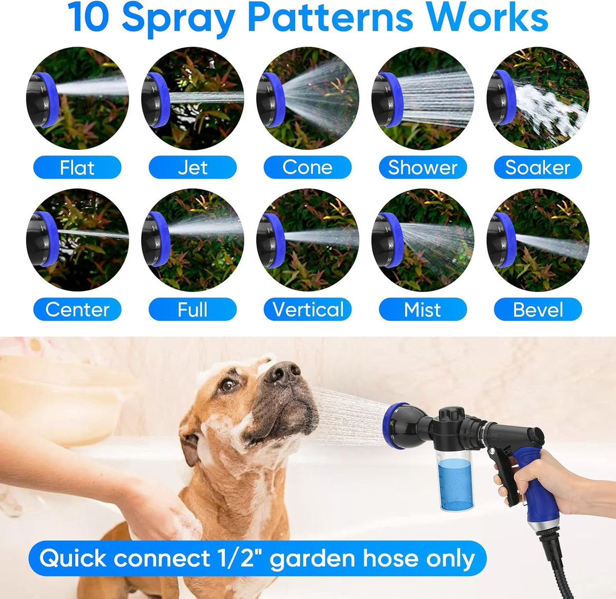 Versatile Dog Shower Attachment with 3-Way Diverter and 6.6 Ft Hose for Effortless Pet Washing